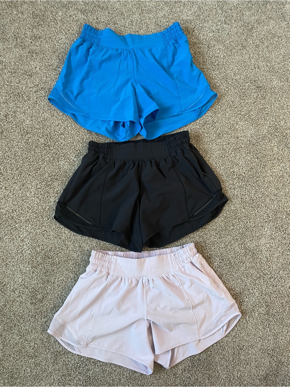 Lululemon Running Shorts - Blue, Black & Light Pink Pack